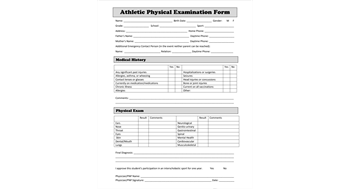 Youth Sports Physical Form
